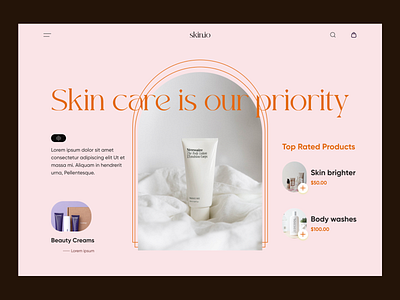 Beauty Product Web Header beauty beauty product beauty web design beauty website beauty website landing page cosmetics cream landing landing page product ui design uiux ux web header website design