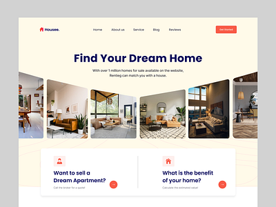 Real Estate Landing Page clean design home interior landing landing page property manegment property ui real real estate ui residence ui website uiux website design