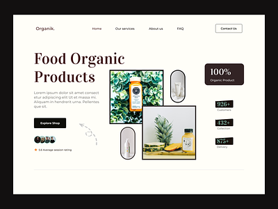 Organic Product Web Header Design design hero section home organic product web header organic product website organic website product design product ui ui design uiux web header