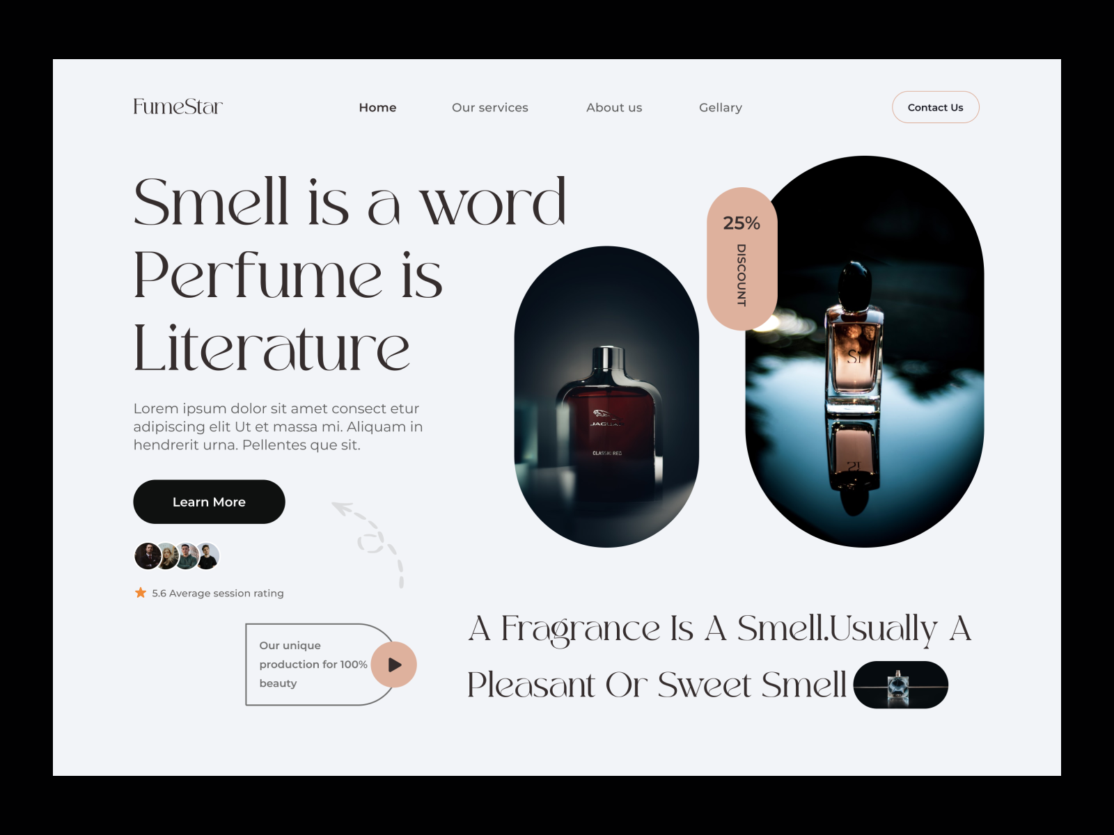 Perfume site Header Design by Nure Afrin Era on Dribbble