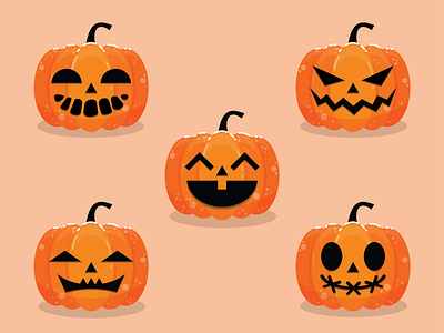 Jack-o-Lanterns ceps expressions flat design flat illustration fruit jack o lanterns pumpkin flat design pumpkins vector