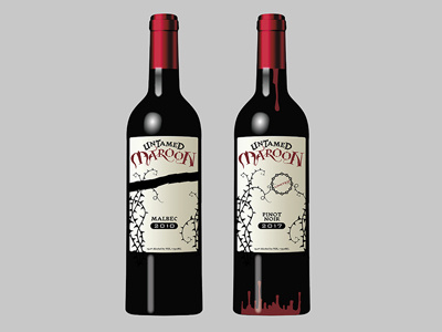 Untamed Maroon bottles wine