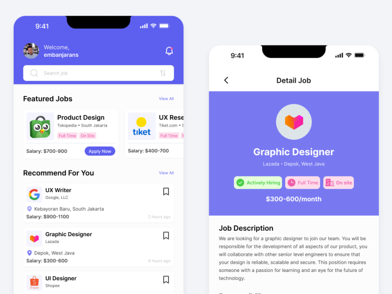 Job Finder Mobile App. By Muhammad Banjaransari On Dribbble