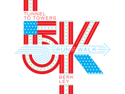 5K Run & Walk 5k run illustration patriotic red white and blue typogaphy