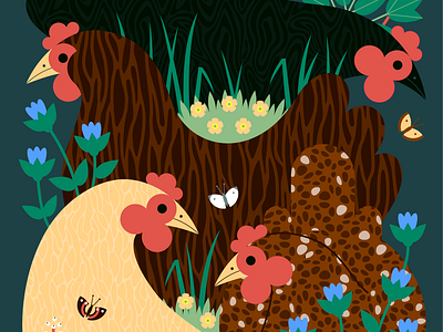 Chicken WIP animal bird birds chicken chickens flora flowers illustration insects