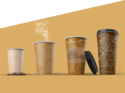 Disposable cups «Сity» coffee cups packaging
