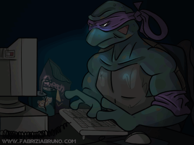 Donnie's Night Out animation computer donatello gif keyboard loop teenage mutant ninja turtles tmnt