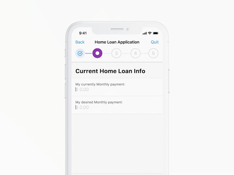 Home Loan Application Steps animation application house loan mobile money mortgage process realestate steps ui