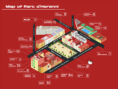Map of Parc d'Herenni adobe illustrator design google maps graphic design illustration isometric maps park sitemap spain