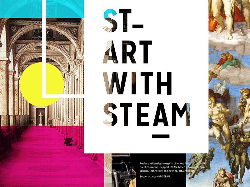 START WITH STEAM identity logo poster education