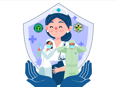 [COVID19] NURSE LOGO, DEFEND VIRUS covid19 design graphic design health health logo logo nurse