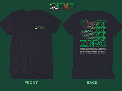 [STREETWEAR] T-SHIRT ONE PIECE : ZORO branding design graphic design logo one piece t shirt design