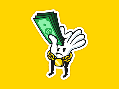 Rich hand cartoon cash chain character dollar gold hand money rich