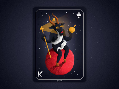 Playing card: Goat King astral card goat illustration king mystic playing space