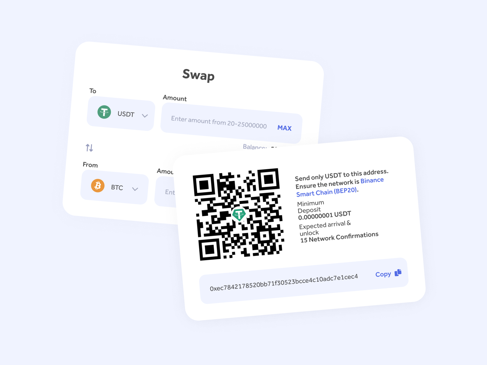 Cryptocurrency Deposit and Swap Components(Free Source)