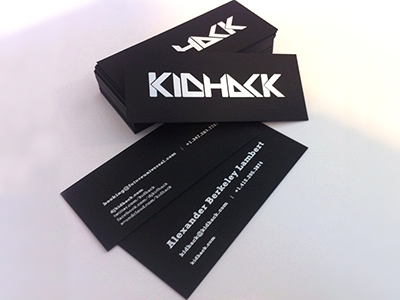 Kidhack white foil business cards