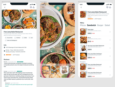 Restaurant Food Delivery application carousel delivery food gallery image image fullscreen menu rating restaurant reviews