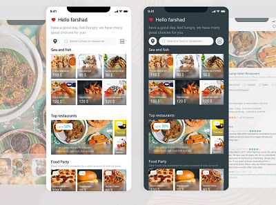 Home - Order Food Online Application app application card dark design food home illustration ios redesign restaurant ui ux
