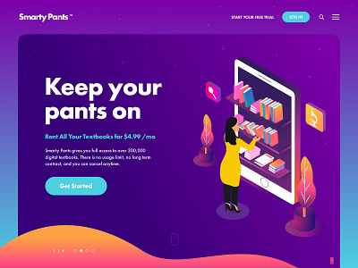 Smarty Pants 2 app background box branding colorful colors design flat fun gradient icon illustration landing landing page page typography ui ux web website
