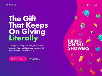 Gift Magic app clean colorful colors design fun gift gradient interface landing landing page mobile modern page typography ui ux web web design website