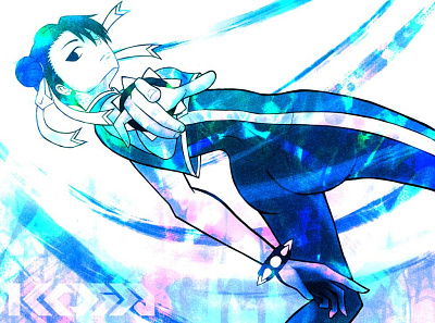 Chun Li jojo posing anime beautiful blue capcom cartoon chun li design digital fanart fgc fighting games graphic design illustration logo martial arts posing poster procreate street fighter