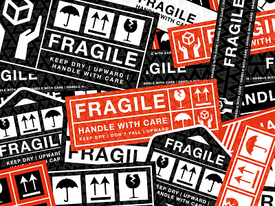 Vector Fragile Stickers badge fragile graphicdesign handle with care icondesign illustration package sign packaging shipping label sticker