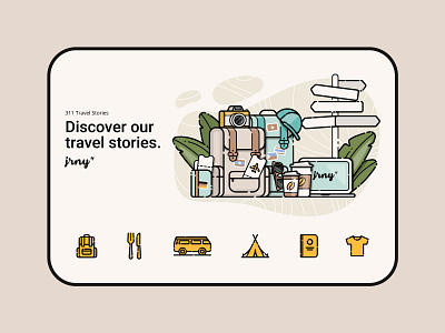 Illustrations for Travel Blog jrny.de mocked up on a tablet