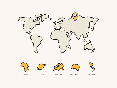 Illustrated Map Of The World for jrny.de branding continents geography global map illustration illustration for web map design map illustration map of the world travel travel blog vector illustration vectorillustration world world map