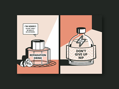 Reparation Drink & Don't Give Up Nip – A Postcard Series beverage bottle cheers conceptual drink drink creation graphicdesign greeting card illustration liquor postcard postcard design sweet vector illustration vectorillustration