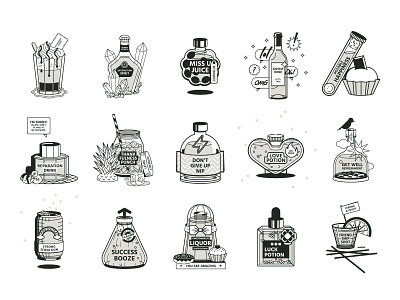 Black & White "Tasty Vibes" – A Postcard Series beverages black and white bottle cheers cocktail drink flacon greetings card illustration liquor postcard tasty typography vector illustration vectorillustration