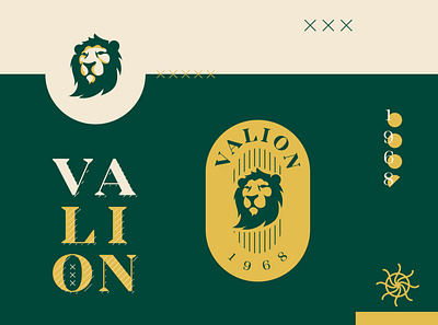 - Valion - animal brand identity branding branding design design designs feline flat graphic jaune lion logo logos minimalist modern planche vector vert yellow