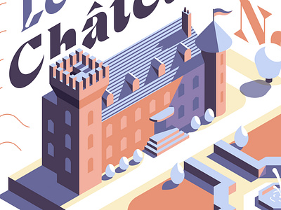 Le Château Normand - The Castle blue castle chateau design flat graphic illustration isometric isometry minimalist modern