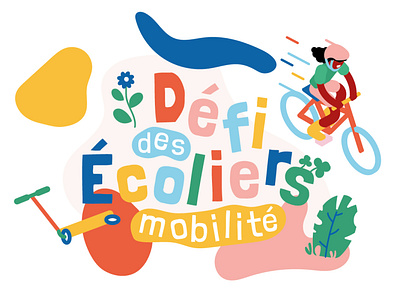 Défi des Ecoliers "Mobilité" - Proposition n°2 branding colors design flat fun illustration minimalist mobility modern move run school territory vector