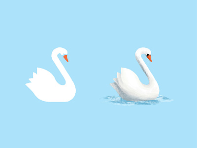 Swan animal blue design flat illustration minimalist modern paint painted vector water white