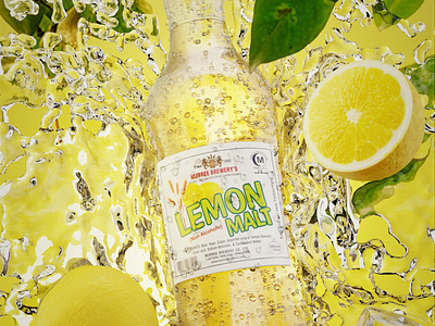 Lemon Malt| Full CGI 3d 3d product advertising banner beverage blender cgi digital art marketing product render simulation visualization