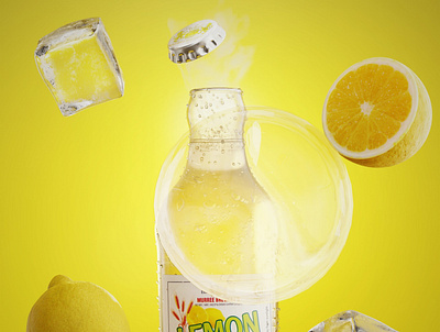 Lemon Malt| 3D Render 3d 3d product advertising banner beverage blender cgi digital art drink energy product rendering social media post visualization