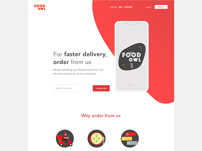 Food Delivery Website food food illustration food owl website design