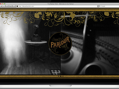 The Parlour Trick website brand board branding gold hagin caps highway gothic responsive spooky website