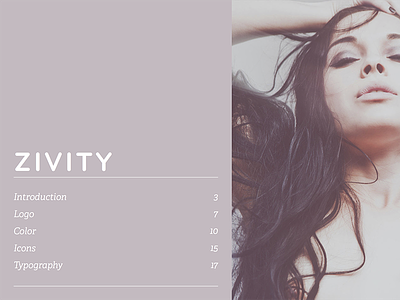 Zivity Style Guide TOC branding identity style guide table of contents