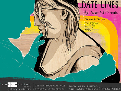 Date Lines Flyer digital flyer illustration lettering neon wacom wood