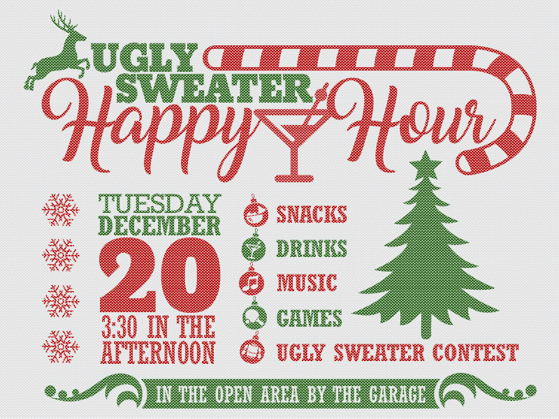 Office Ugly Sweater/Happy Hour Invite christmas email holiday icons invite party ugly sweater