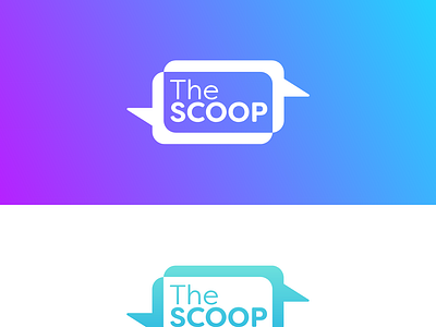 The Scoop Logo branding chat discussion logo speech bubbles text text box