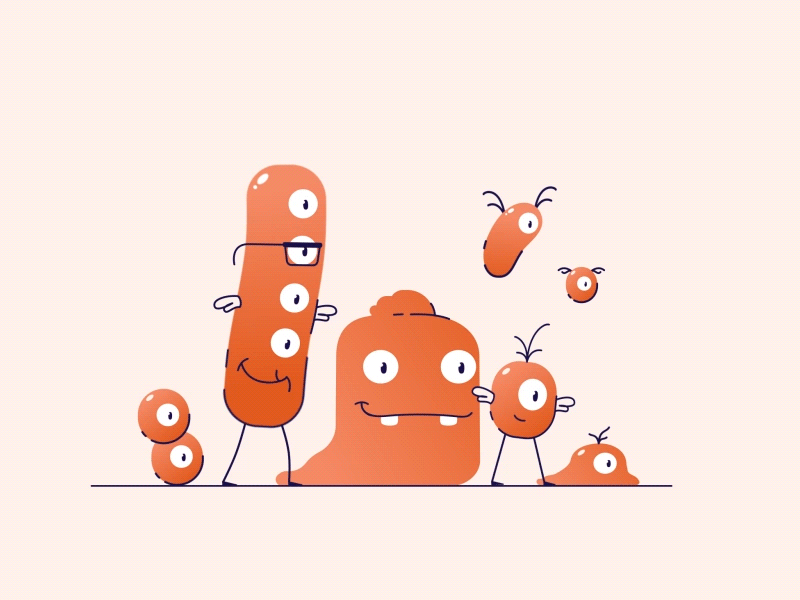 Some Orange Mascotes animation gif loop mascotes monsters orange walk