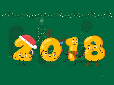 Happy New Year 2017 2018 animation champagne characters christmas dance gif hat loop new year toys