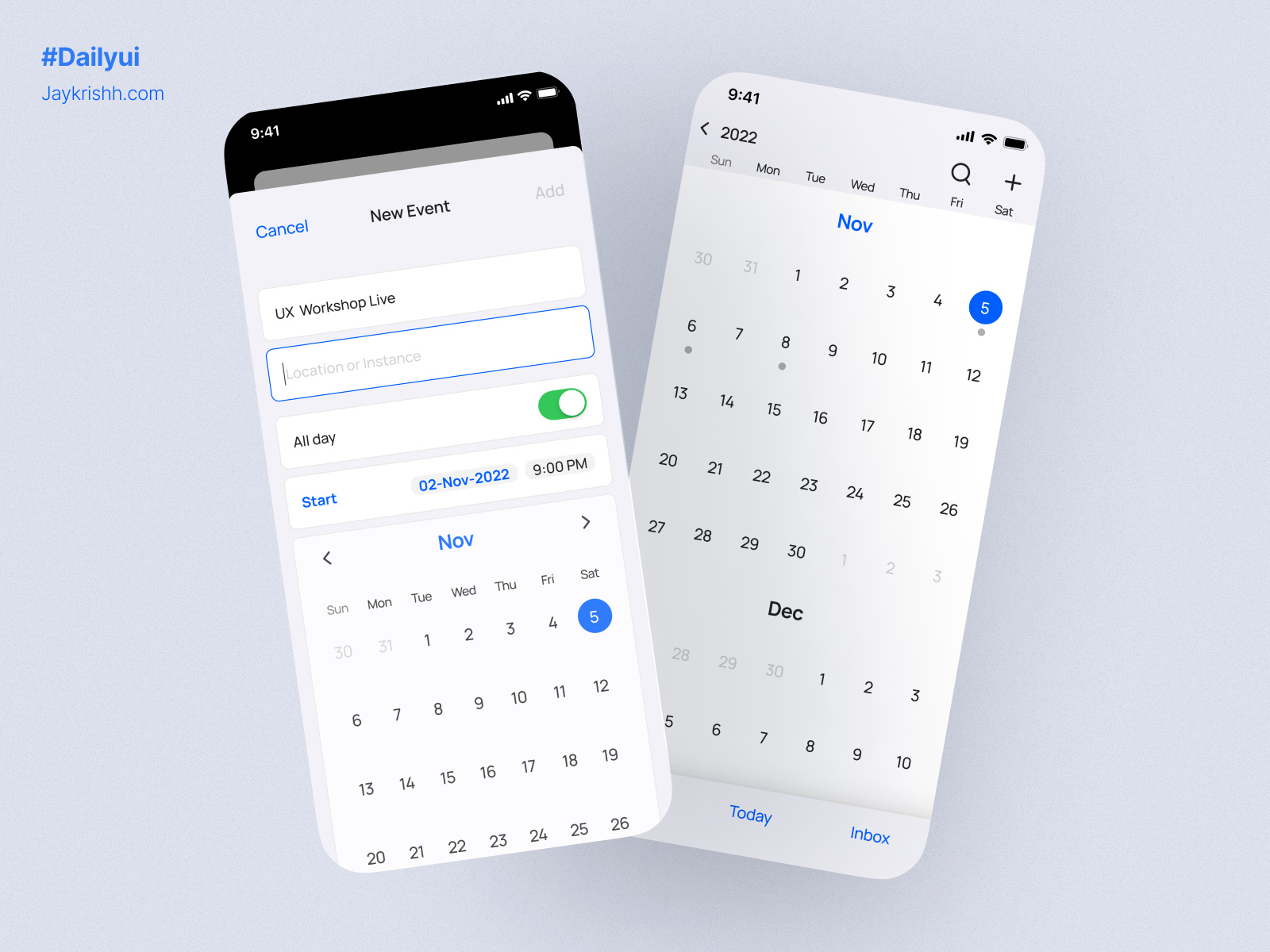 Calendar #dailyui by Jayakumar Krishnamurthy on Dribbble