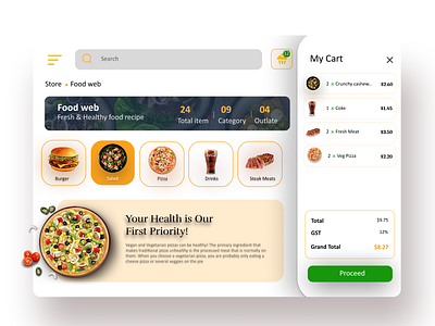 Food Ordering Dashboard UI Concept - Food Web app design design uiux figma food food website online food ordering website ui typography ui ui designer ux