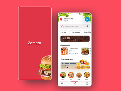Zomato App Redesign UI androidapp app appui design design uiux figma fooddelivery indian interface mobileapp typography ui uidaily uidesign uiinspiration uiuxcenter ux zomato zomatoapp
