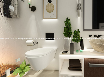 Washroom Interior For a Residential Project, Dhaka 3d model 3d render arch viz design graphic design interior lighting washroom