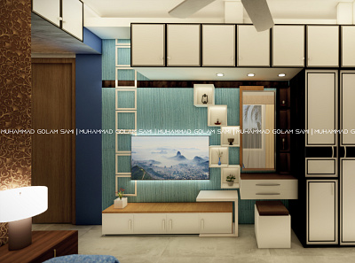 Cupboard and Tv Section Interior Design, Banorgati, Khulna 3d model 3d render arch viz architectural design graphic design interior