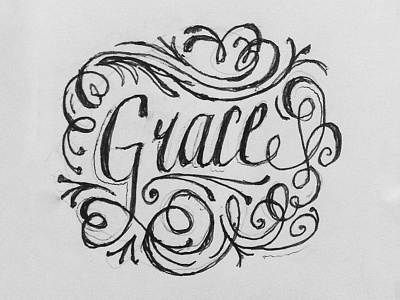 Amazing Grace drawing illustrative lettering letters script swashes typography